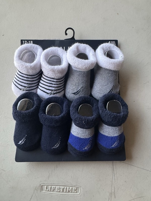Nautica Baby Boys Socks 4 Pack Size 12-18 Months Blue Gray NWT Booties