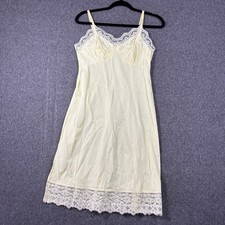 Vintage Lorraine Lingerie Yellow Lace Trim Full Slip Dress RN 34452 Size 34