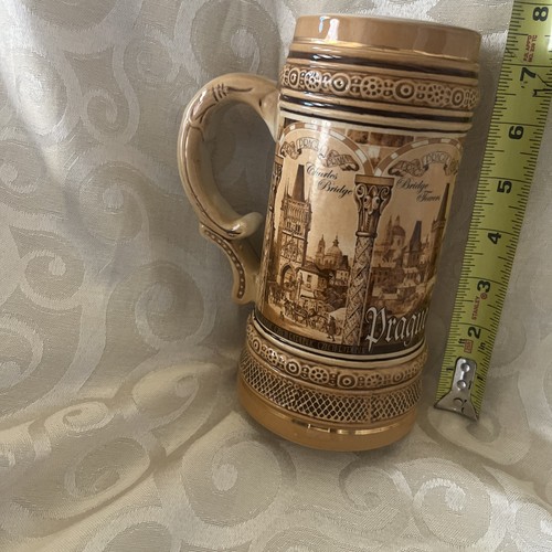 Beer Mug Stein With Handle 24 Oz Prague Castle Charles Bridge Czech Republic -M - Picture 7 of 14