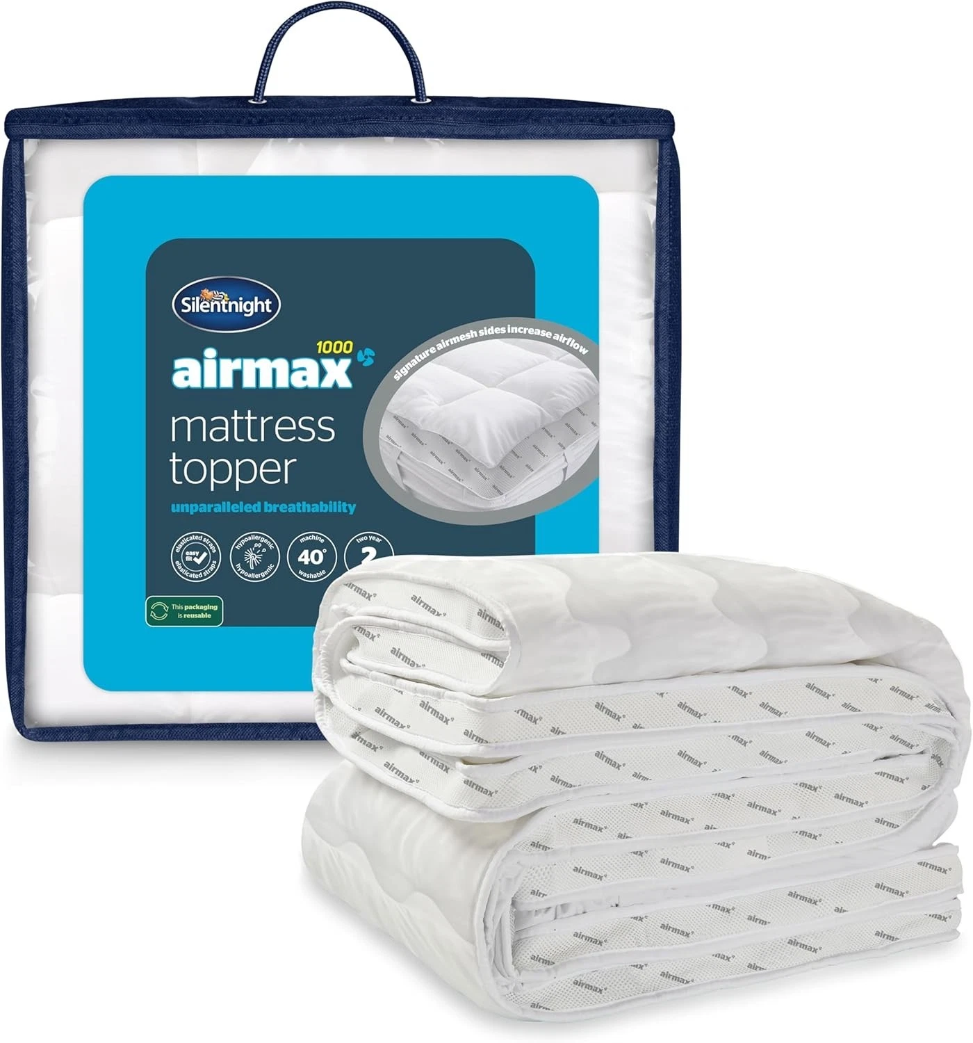 Silentnight Airmax 1000 King Mattress Topper 10cm Extra Thick Breathable Mesh St