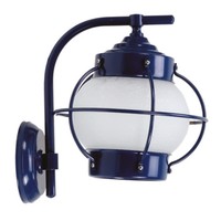 Wandlampe AußEn E27 Blau Echt-Messing Glas IP23 22 Cm Hoch Leuchte Hof Balkon