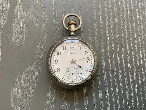 Antique VINTAGE 1916 WALTHAM 825 1883 18s 17j Pocket Watch NICKEL CASE RUNNING