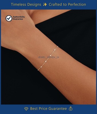 Round Natural Diamond Wife Wedding Fine Chain Engagement Bracelet 14K White Gold