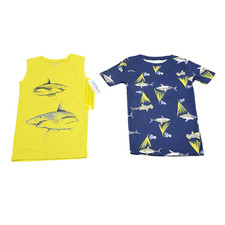 Carter's Just One You Boys' Printed Sharks Pajama Set - Yellow Navy Blue Size 8