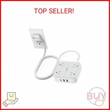 TESSAN Flat Plug Extension Cord 5 Ft, TESSAN Surge Protector Power Strip Ring Pu