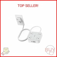 TESSAN Flat Plug Extension Cord 5 Ft, TESSAN Surge Protector Power Strip Ring Pu