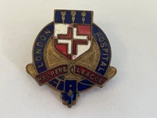 Vintage London Hospital Helpers League Enamel Lapel Button Badge By Fattorini