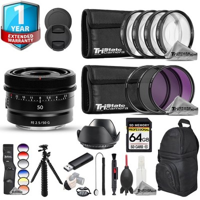 Sony FE 50mm f/2.5 G Lens - 23pc Pro Bundle + 1 Yr Warranty