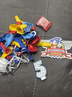 Sonic the Hedgehog Birthday Balloons Decorations And Sign With 5 Candle