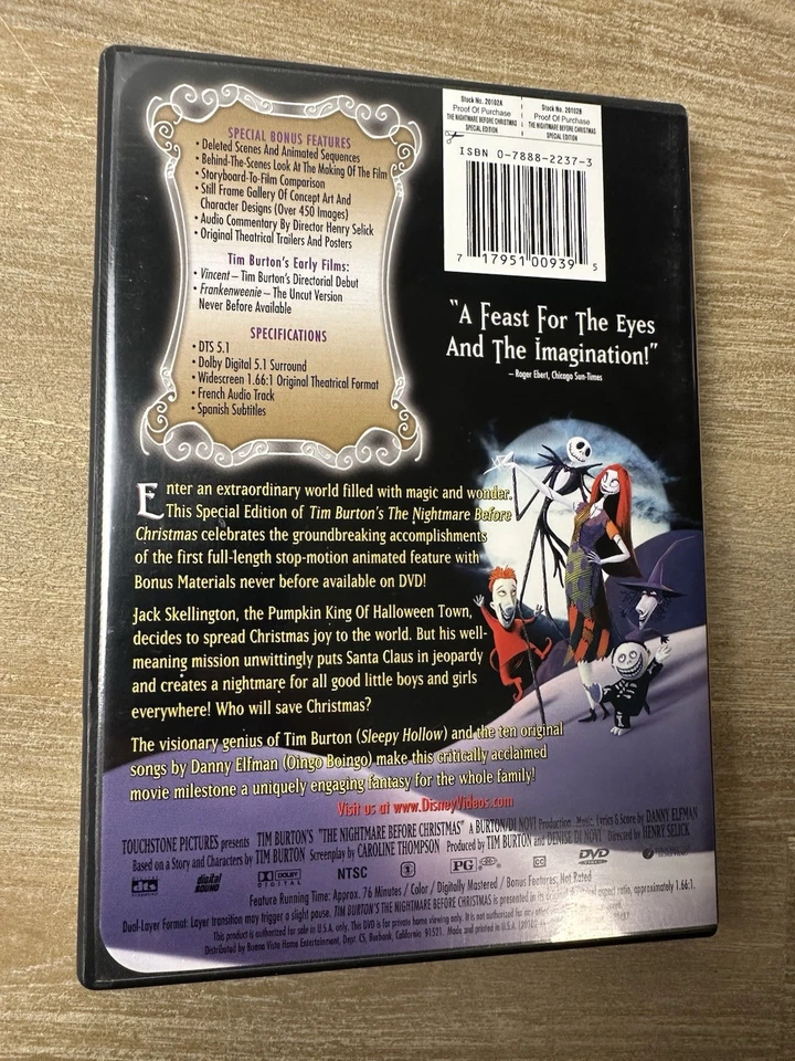The Nightmare Before Christmas – Special Edition – DVD – Region 1 - Image 2 of 4