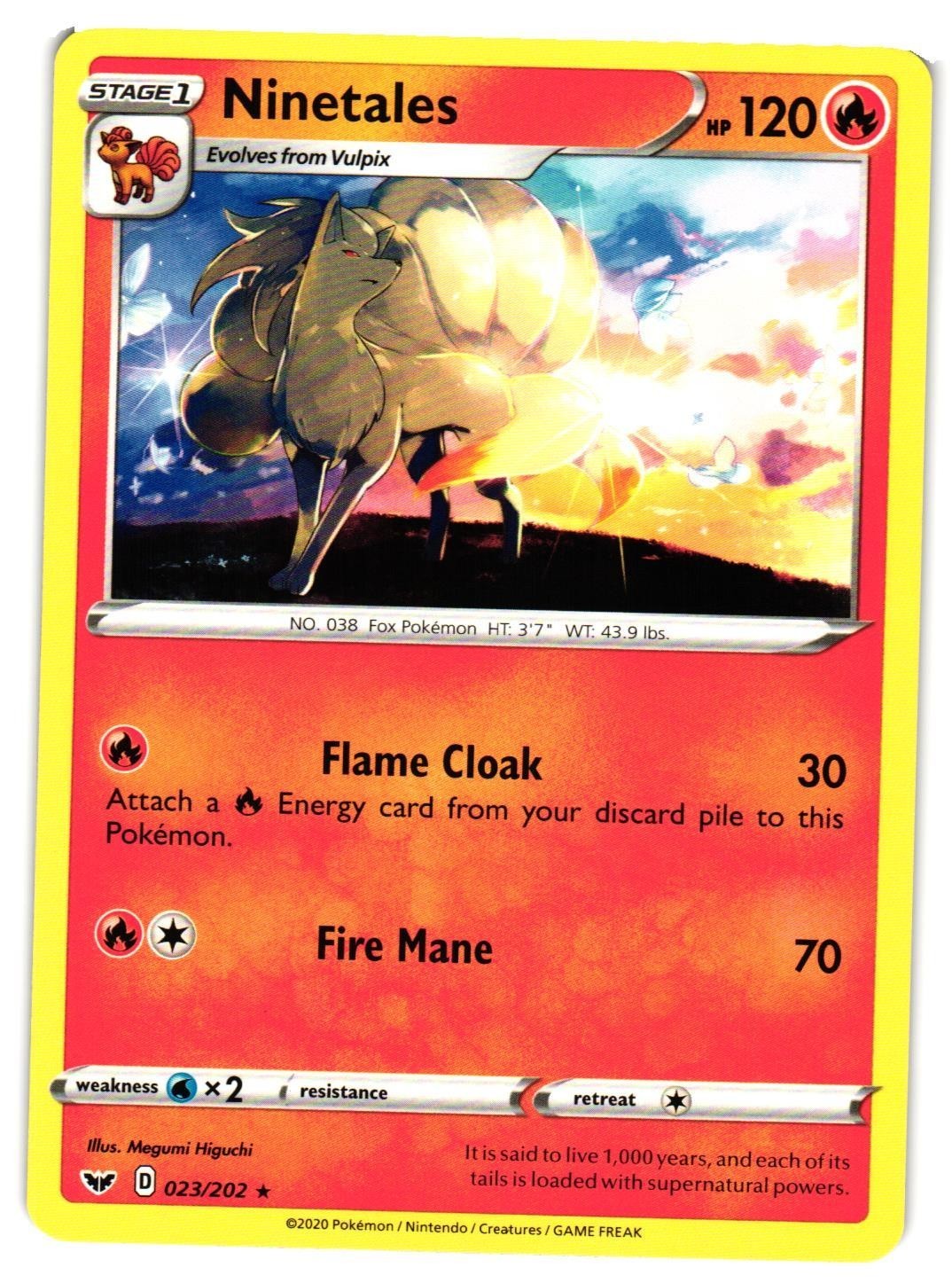 Pokemon TCG Ninetales 023/202 SWSH01: Sword & Shield Base Set NM