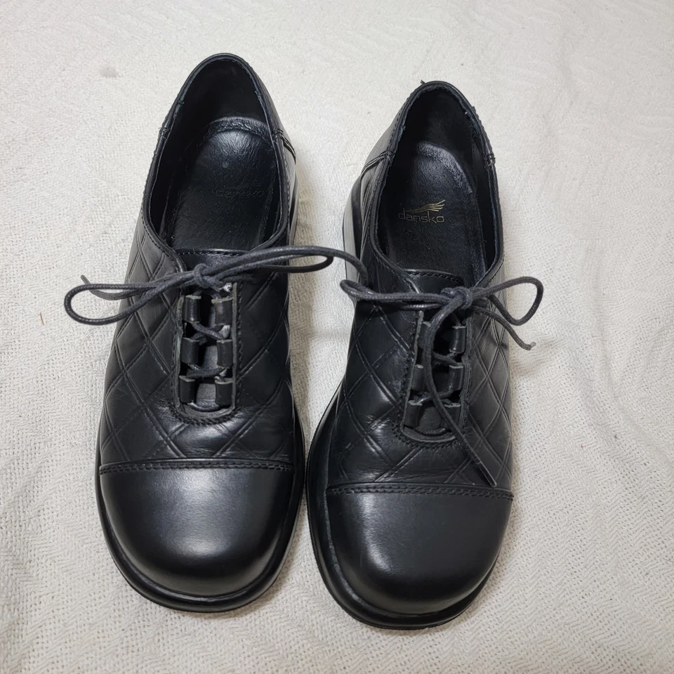 Oxford acolchados gruesos de cuero negro vintage Dansko Y2K hechos en Portugal 38/7,5 Foto 2 de 4
