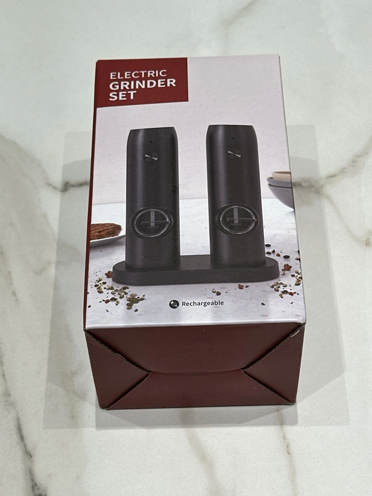 Electric Salt and Pepper Grinder Set Battery Powered with LED Light Adjustable