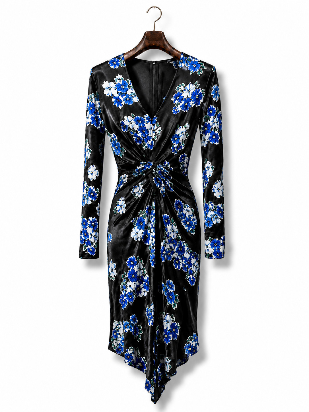 Max Mara Atelier Floral Draped Midi Dress IT 42 100% Viscose Made in Italy
