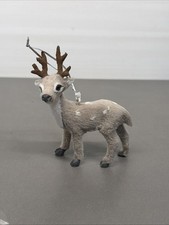 Christmas Standing Buck Deer Woodland Tree Ornament Faux Fur Vintage Antlers B19