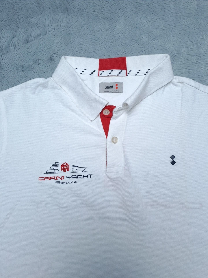 Slam T-shirt Men's Cotton Button Fastening Tg M White - Immagine 3 di 4