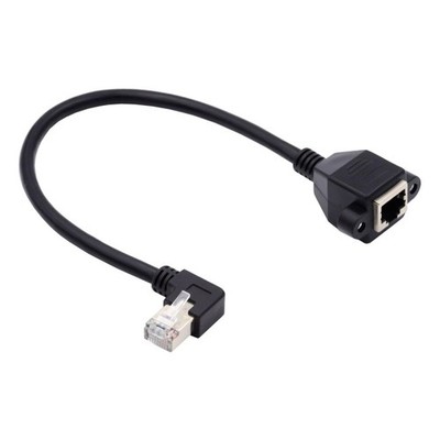 NFHK Left Angled 90 Degree 8P8C FTP STP UTP Cat6 Male to Female LAN Black 