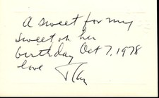 RAY BOLGER - AUTOGRAPH NOTE SIGNED