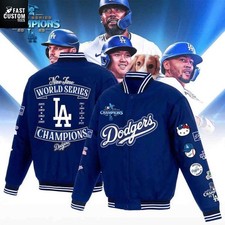 LA Dodgers Kitty 2025 Nine Time World Series Champions Baseball Jacket