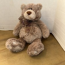 Gotta Get A Gund Dawson Bear 15" inch Tan Plaid Bow Plush Stuffed Animal