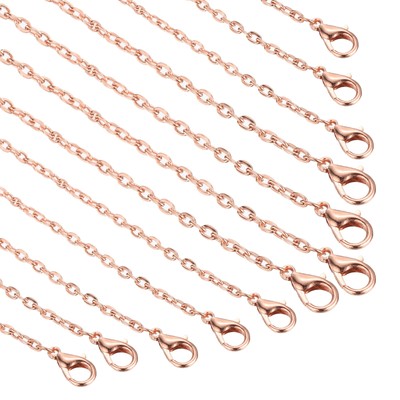 20 Pack 22 Inch Necklace Chains Bulk 2.5mm Rose Gold Plated Cable Chains