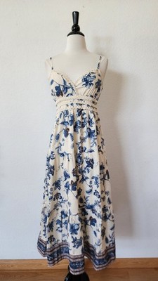 New Anthro Midi Dress Size Small XS Floral Linen Blend Coquette Crochet  Wedding | eBay