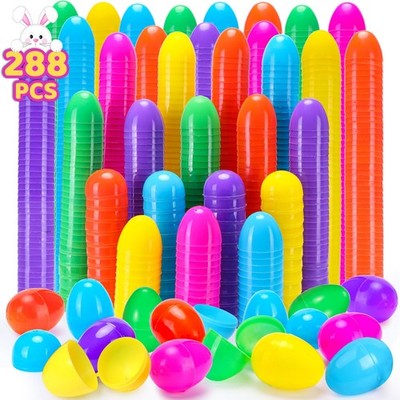 288 Easter Eggs -2.36'' Bright Colors Plastic Easter Eggs Empty for Easter Hun...