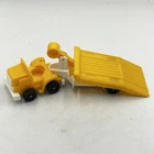 VTG 80s Fisher Price Little People Yellow Construction Truck & Flatbed Trailer