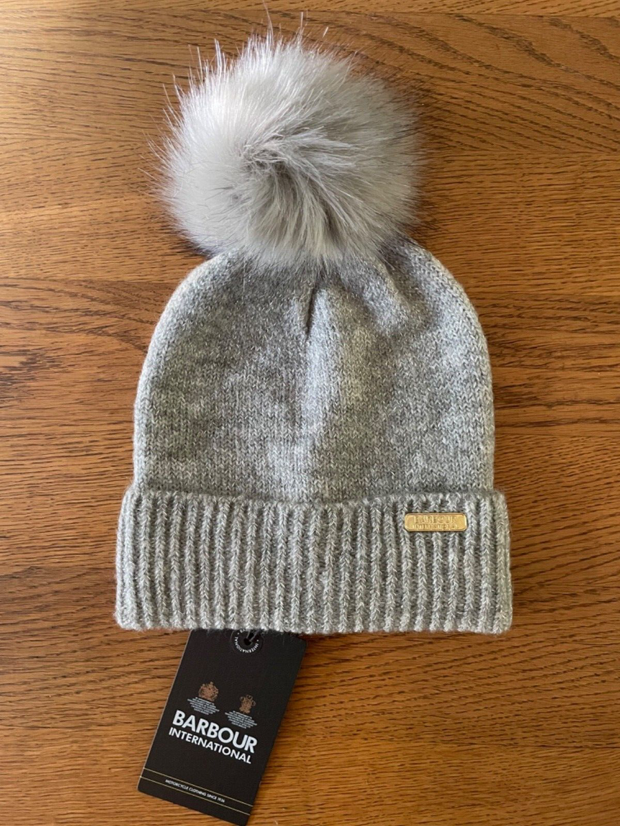 BNWT Barbour International Grey Sparkle Knit Beanie/Hat