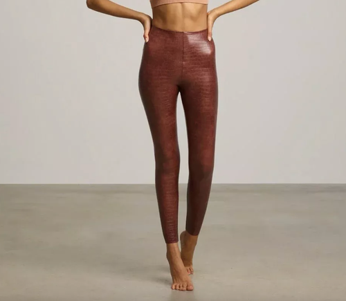 Commando Leggings Large L Kunstleder Vegan Braun Kroko Animal Print Schlankmacher