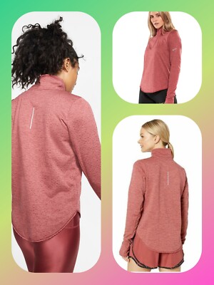 *NWT* WOMENS NIKE DRI FIT SPHERE ELEMENT HALF ZIP LONG SLEEVE CEDAR SHIRT SZ L