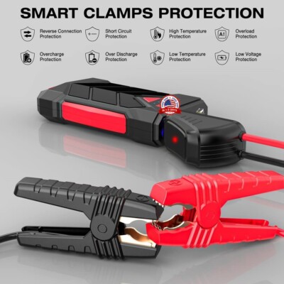 Arrancador De Coche Portátil 12V 8000mAh, Potencia 4000A, Con Luz LED Y Puertos USB, Para Coche, Furgoneta, Camping