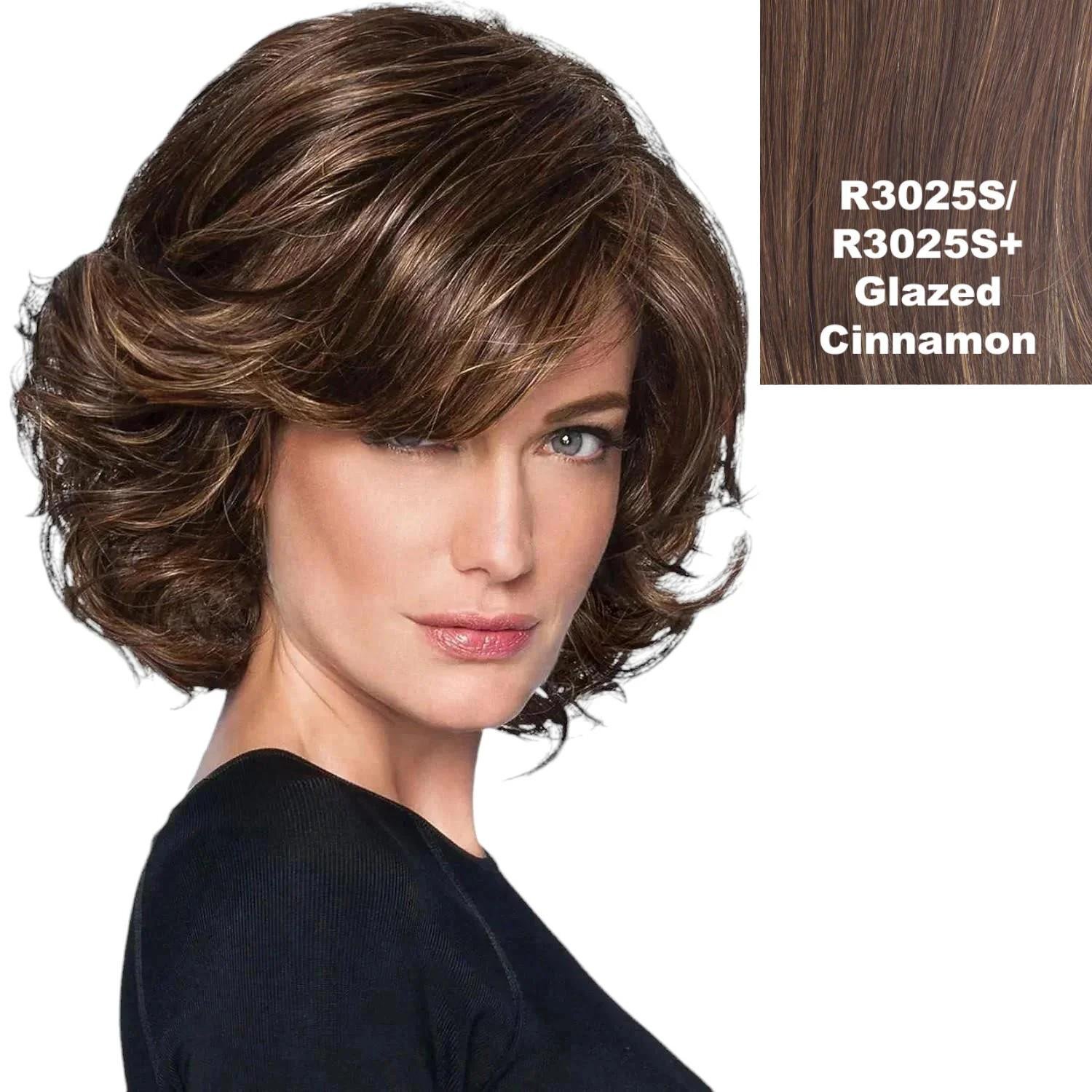Прическа в современном стиле, парик R3025S с глазурью цвета корицы