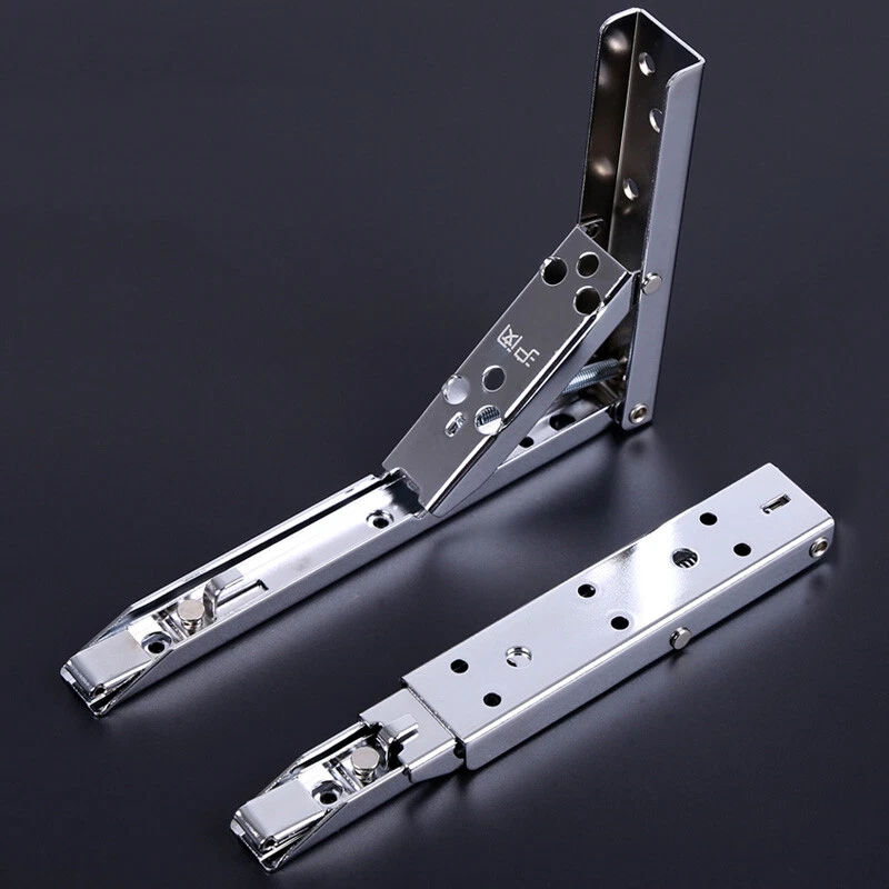 1 Coppia Acciaio Pieghevole Mensola Staffe Resistente Panca Tavolo L Fai da Te - Immagine 2 di 4