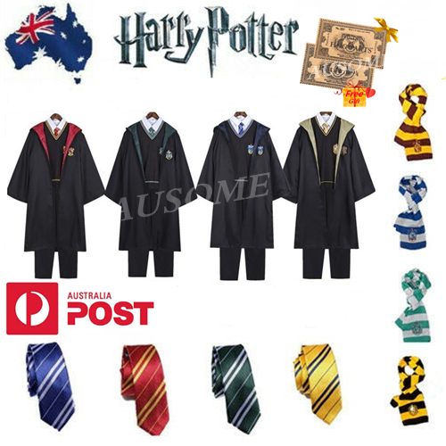 Book Week Harry Potter Gryffindor Slytherin Robe Tie Scarf Vest Costume Cosplay - Picture 1 of 44