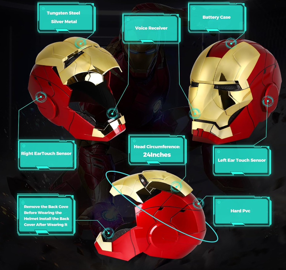Iron Man Gold MK5 Helmet Electronic Voice Activated Open&Close