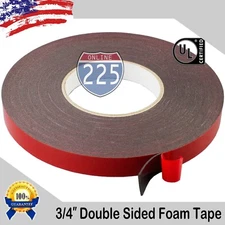 3/4" Wide Double Sided acrylic Foam High Strength Adhesive Tape 60 Foot Roll USA