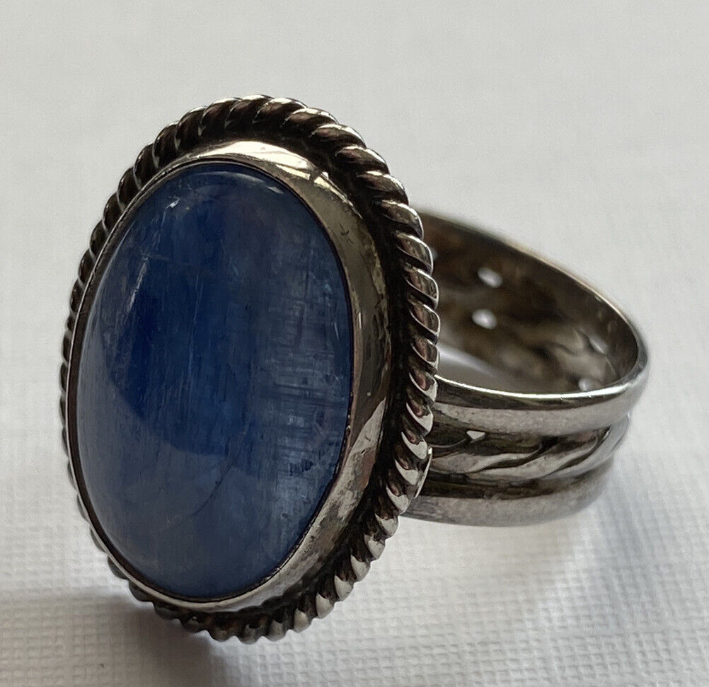 Inventory cleanup selling sale Vintage Navajo Ring Sterling Silver B.C. Signed Gemst Blue 1 year warranty Topaz
