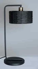 Studio 35 Rattan & Iron Table Lamp (Antique Iron & Black Rattan Finish) ST-0130