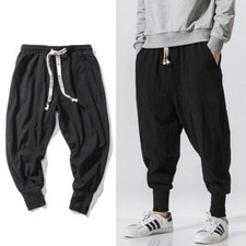 Pantalones Harén Sueltos Hombres Japoneses Para Hombres Entrepierna Pierna Ancha Pantalones Informales Sueltos.