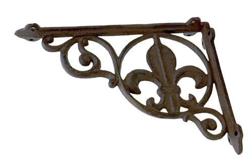 Cast Iron Shelf Bracket Fleur-de-Lis Wall Brace Decorative Shelving Support - Picture 4 of 5