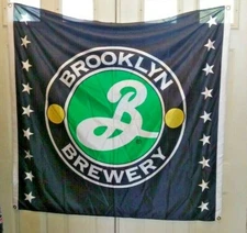 LARGE BROOKLYN BREWERY ADVERTISING FLAG BANNER BAR MAN CAVE DECOR 4' X 4' - U