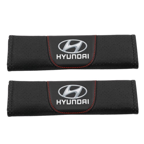 2pcs Black Leather Car Seat Belt Cover Shoulder Pads Cushion for Hyundai auto - Picture 2 of 6