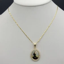 14K Gold Plated Saint Jude Image Pendant & Chain Necklace San Judas Oro laminado