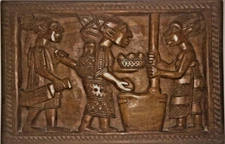 African Tribal Relief Carved Wood Panel Wall Art Storyboard Carving