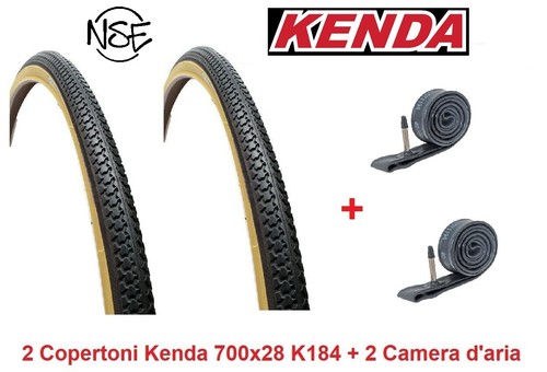 2 Copertoni KENDA 700x28 K184 Nero/Para + 2 Camera per Bici 28\