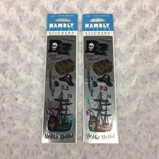 Pirates Ship Hook Flag Treasure Chest Ahoy Matey Hambly Studios Sticker Metallic