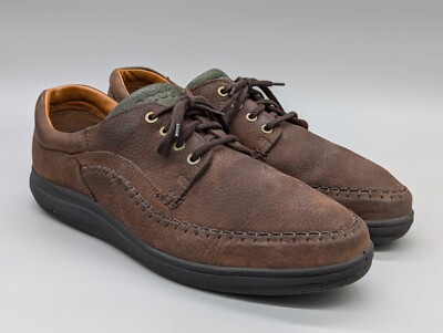 Ecco Fusion Vegetable Tanned Moc Toe Leather Derby Brown Shoes Size EU 49 US 15