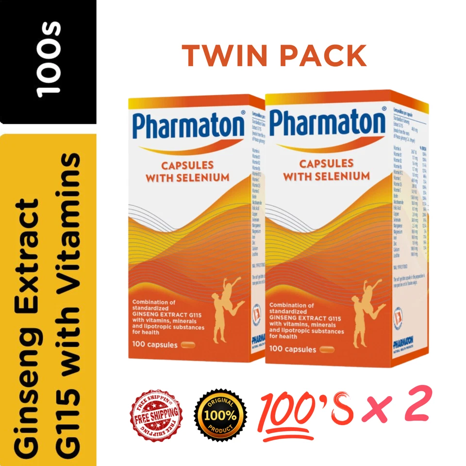 2X Pharmaton Ginseng G115 100 Cápsulas Gel Macio Ginseng Selênio Energético Booster - Imagem 2 de 4