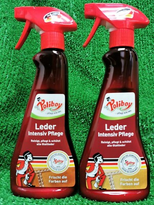 (13,20 /l) 2x Poliboy Leder Intensiv Pflege 375ml reinigt pflegt Glattleder